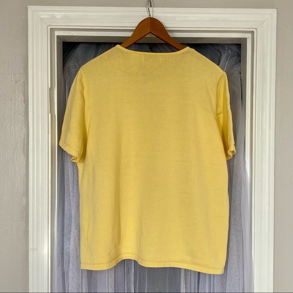 Alfred Dunner Short Sleeve Knit Top - Yellow with Gold Metallic Details - Picture 6 of 6